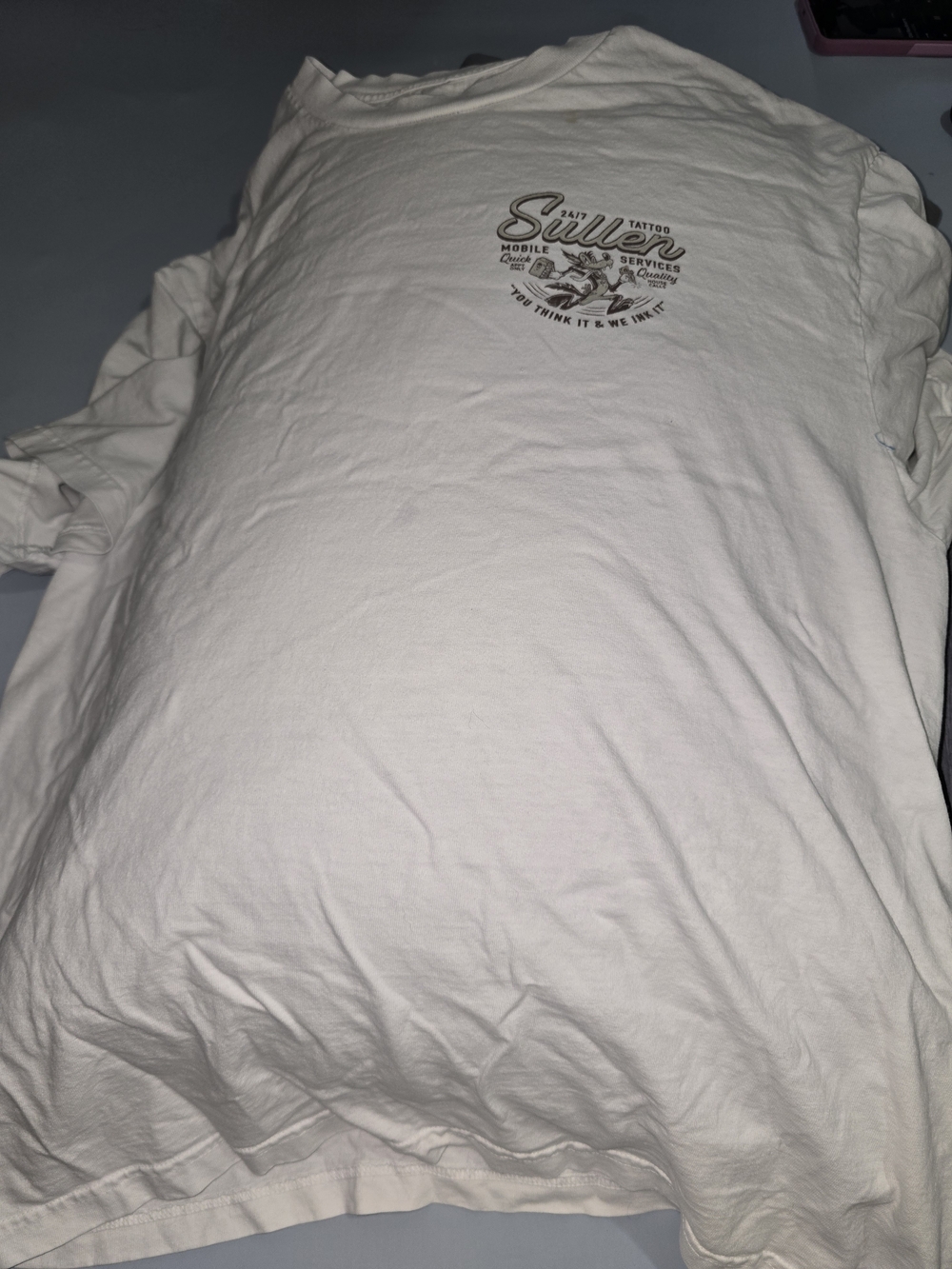Sullen Tattoo Services Graphic Tee - White with Brown Print - Picture 3 of 9